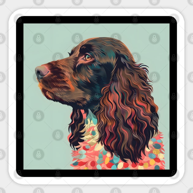 Irish Water Spaniel in 70's Sticker by NatashaCuteShop